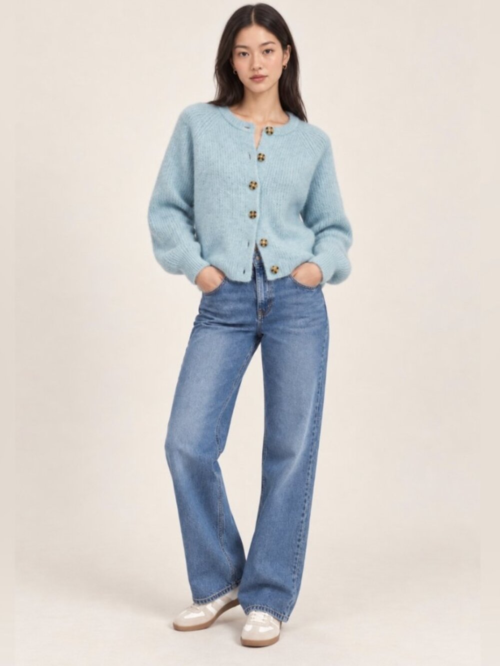 NWT Gap Fuzzy Shaker Stitch Cardigan, Light blue in Small